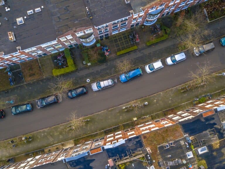 Street with apartments from above